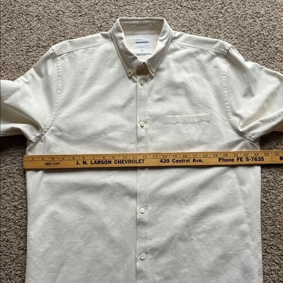 Norse Projects Men’s Beige Off-White Anton Denim Button Front L/S Shirt XL - Picture 7 of 11
